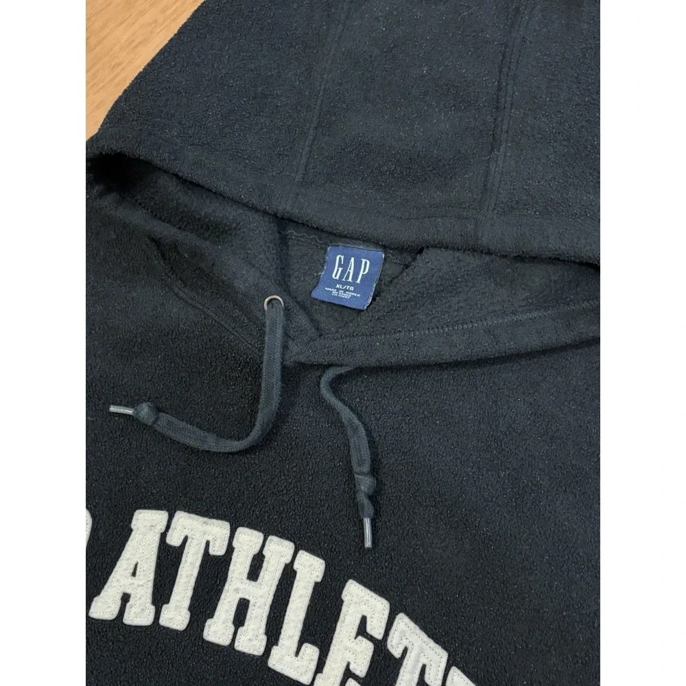 Vintage Gap Athletic Fleece Hoodie Black XL Sweater 90s Y2K Boxy Baggy Spellout